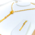 Glamorous Twisted Floral 22k Gold Dangling Necklace Set