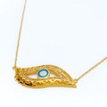 Mesmerizing Evil Eye Guard 21k Gold CZ Necklace