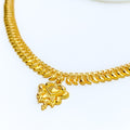 Reflective Dainty Mango Leaf 22k Gold Necklace