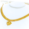 Reflective Dainty Mango Leaf 22k Gold Necklace