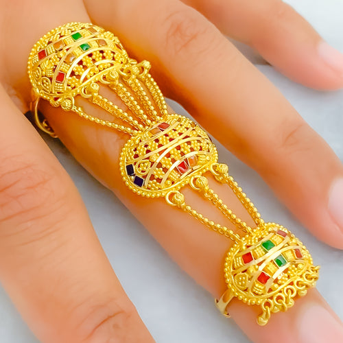 Iconic Festive 22k Overall Gold Finger Ring 
