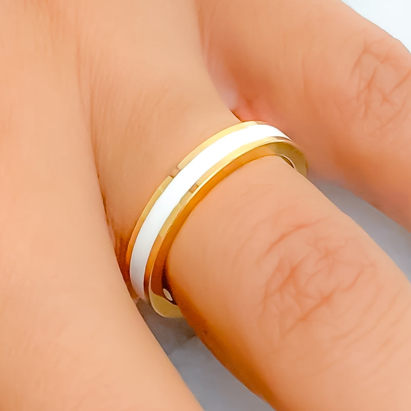 Peaceful White 22k Gold Enamel Band