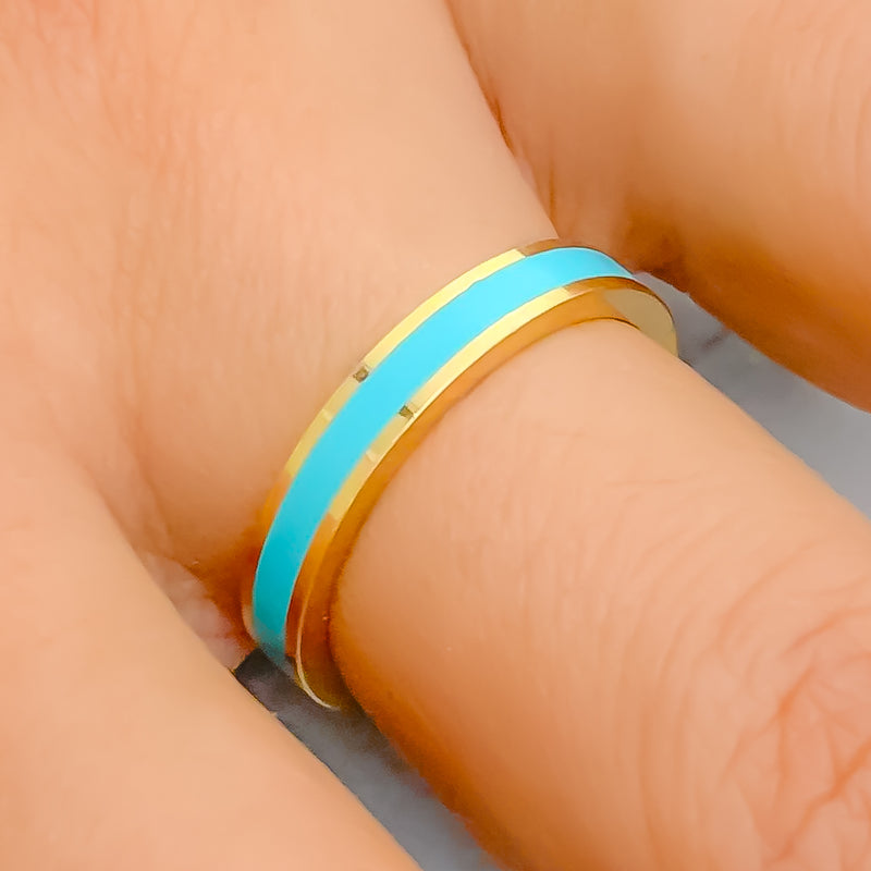 Exclusive Vibrant Turquoise 22k Gold Enamel Band