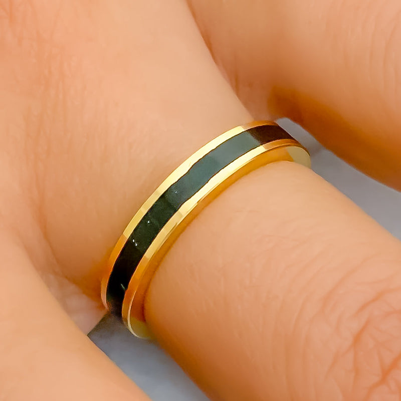 Bold Ebony Black 22k Gold Enamel Band