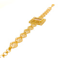 Edgy Geometric Floral Link 21k Gold Bracelet