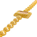 Modish Rectangular 21k Gold Flower Bracelet 