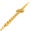 Modish Rectangular 21k Gold Flower Bracelet 