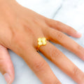 Glistening Floral 21k Gold Clover Ring