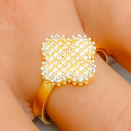 Evergreen Blooming 21K Gold Clover CZ Ring