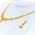 Charming Asymmetrical 21k Gold Reflective Necklace Set 