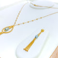 Delicate Tasteful 21k Gold Enameled Necklace Set 