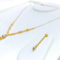 Impeccable Embellished 21k Gold Hanging Necklace Set 