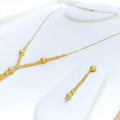 Timeless Beautiful 21k Gold Dangling Necklace Set 