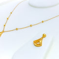 Edgy Lustrous 21k Gold Fanned Necklace Set 