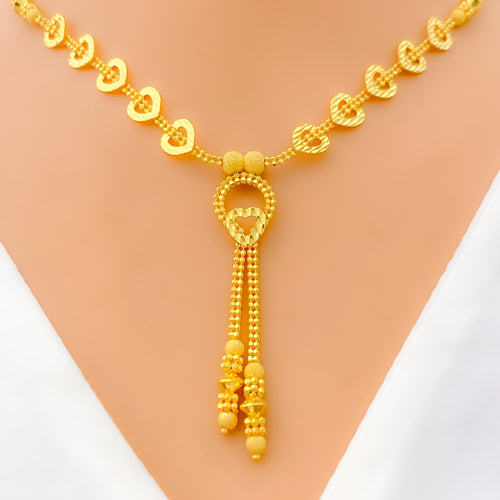 Sparkling Heart 22K Gold Necklace Set 