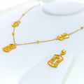 Lavish Twinkling 21k Gold Alluring Necklace Set 