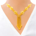 Floral Flat Chain 22K Gold Necklace Set 