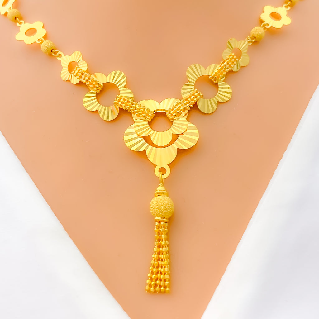 Fancy Floral 22K Gold Necklace Set – Andaaz Jewelers
