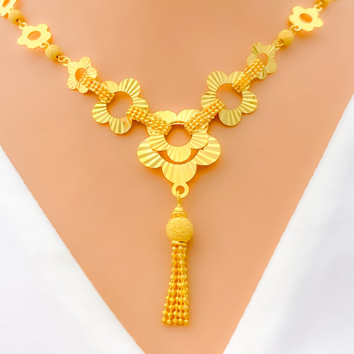 Fancy Floral 22K Gold Necklace Set