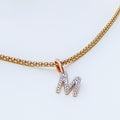 M Diamond Letter + 18k Gold Pendant 
