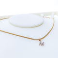 M Diamond Letter + 18k Gold Pendant 