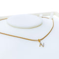 N Diamond Letter + 18k Gold Pendant