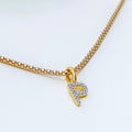 P Diamond Letter + 18k Gold Pendant 