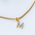 M Diamond Letter + 18k Gold Pendant 