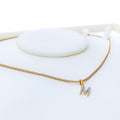 M Diamond Letter + 18k Gold Pendant 
