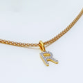 R Diamond Letter + 18k Gold Pendant 