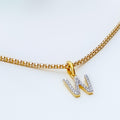 W Diamond Letter + 18k Gold Pendant 