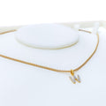 W Diamond Letter + 18k Gold Pendant 