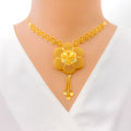 Sparkling Mesh Flower 22k Gold Necklace Set 