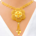 Sparkling Mesh Flower 22k Gold Necklace Set 