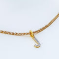 J Diamond Letter + 18k Gold Pendant 
