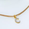C Diamond Letter + 18k Gold Pendant 