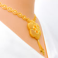 Sparkling Mesh Flower 22k Gold Necklace Set 