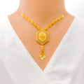 Intricate Floral Honeycomb 22k Gold Necklace Set