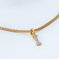 I Diamond Letter + 18k Gold Pendant 