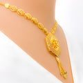 Intricate Floral Honeycomb 22k Gold Necklace Set