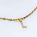 L Diamond Letter + 18k Gold Pendant 