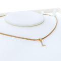 L Diamond Letter + 18k Gold Pendant 
