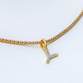 Y Diamond Letter + 18k Gold Pendant 