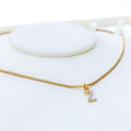 Z Diamond Letter + 18k Gold Pendant 
