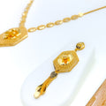 Intricate Floral Honeycomb 22k Gold Necklace Set