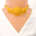 22k-gold-Attractive Floral Choker w/ Dangling Tassel