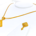 Beaded Striped Flower 22k Gold Pendant Set 