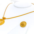 Impeccable Dangling Flower 22k Gold Pendant Set 