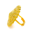 Textured Floral Heart 22k Gold Statement Ring 
