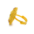 Flower Accented Mesh 22k Gold Statement Ring 